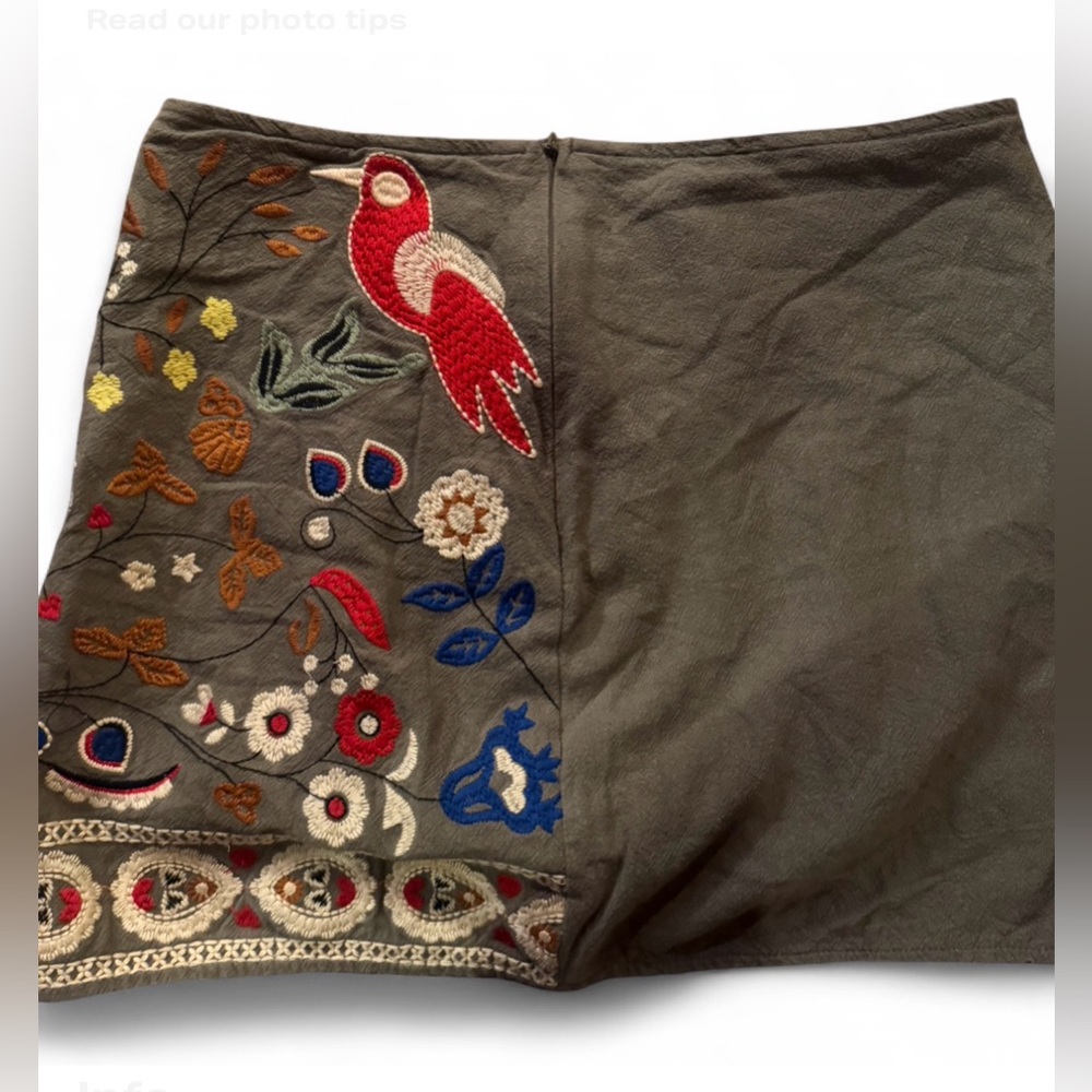 Embroidered Bird Mini Skirt – Size S - Picture 3 of 4